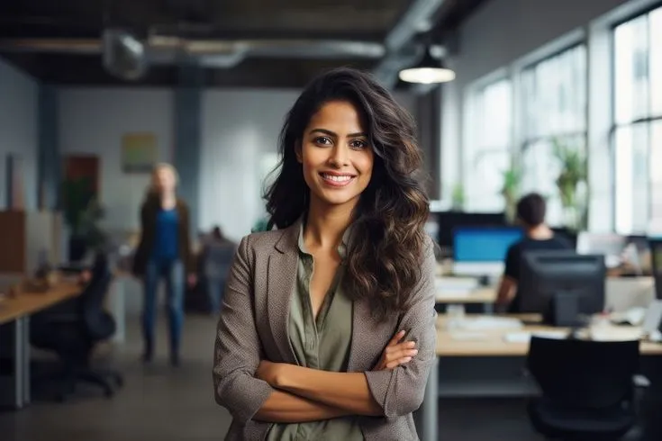 Download free image of Happy indian woman smiling standing portrait office_